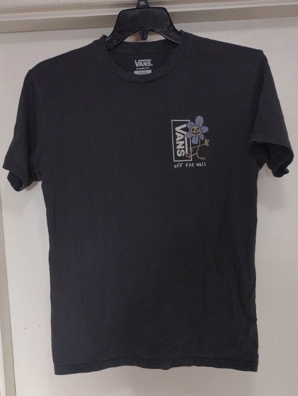 Vans Black Short-Sleeve Tee with Playful Flower Logo Medium